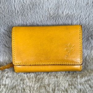 Vera Pelle Yellow Italian Leather Wallet Compact Card Holder